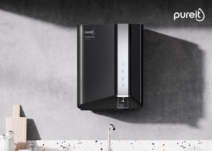 Pureit Revito Prime RO+MF+Mineral+UV in-Tank | 7 stage | 8L Capacity | Upto 70% Water Saving | Suitable for Borewell, Tanker & Municipal Water | DURAViva | Black