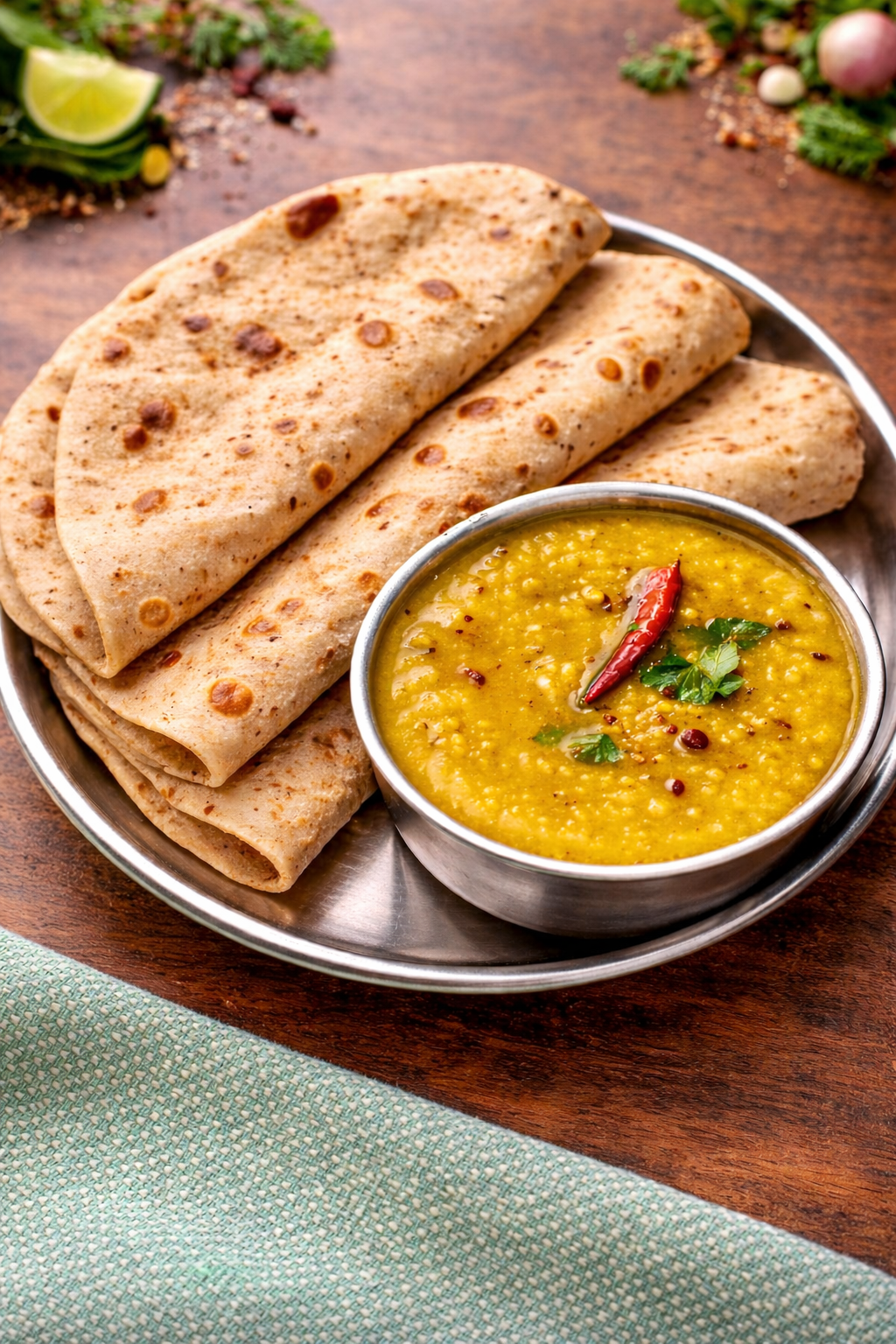 Plain dal with 4 roti
