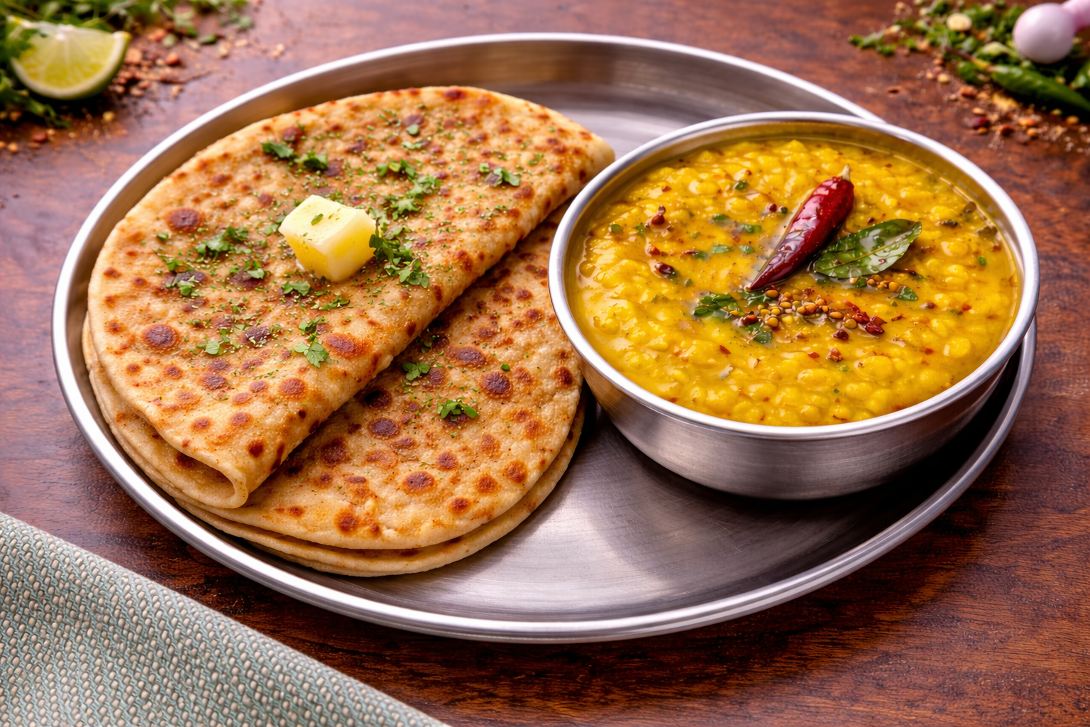 2 Aloo prantha and yellow dal