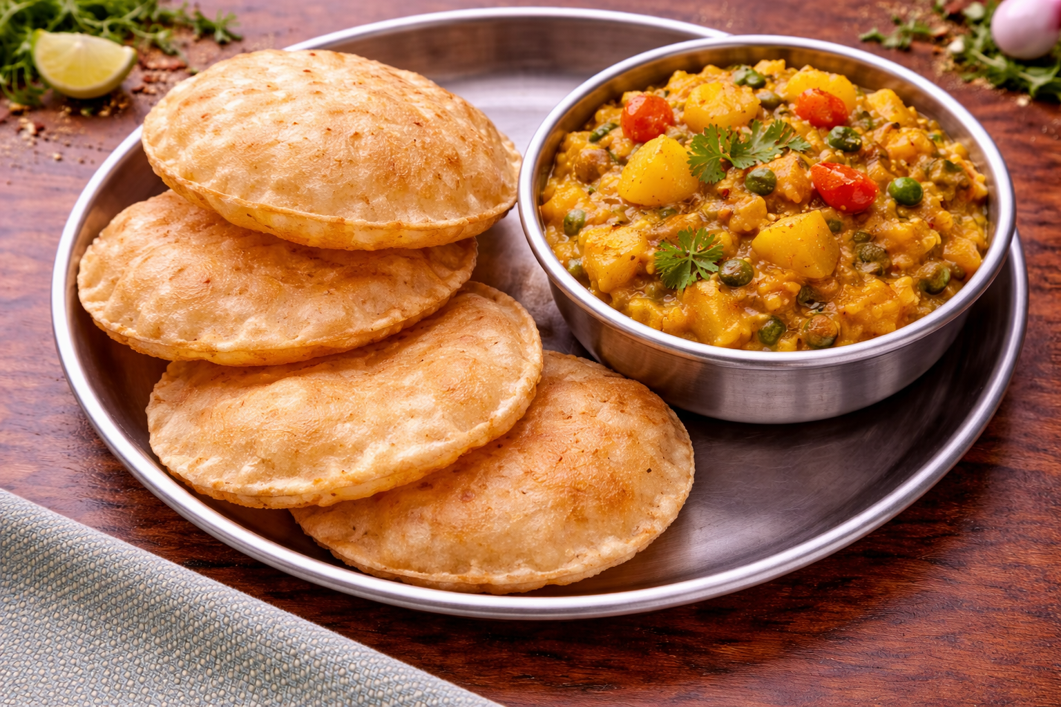 4 poori and sabji