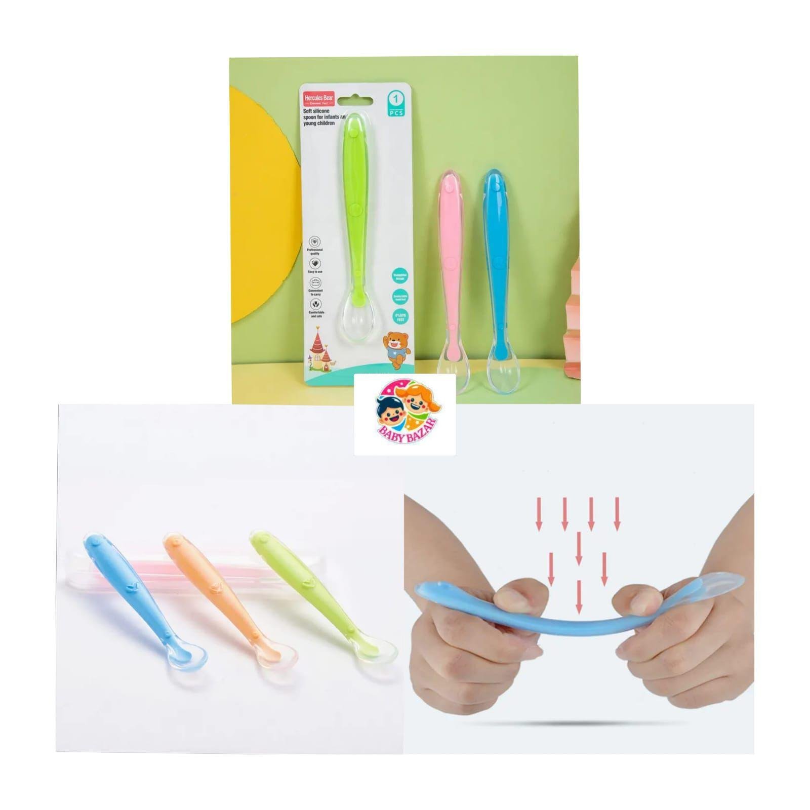 Baby Spoons Silicone, Baby Feeding Spoon Made of Extra Soft Silicone, BPA-Free, Porridge Spoon, Long Infant Supplementary Food, Tablespoon.