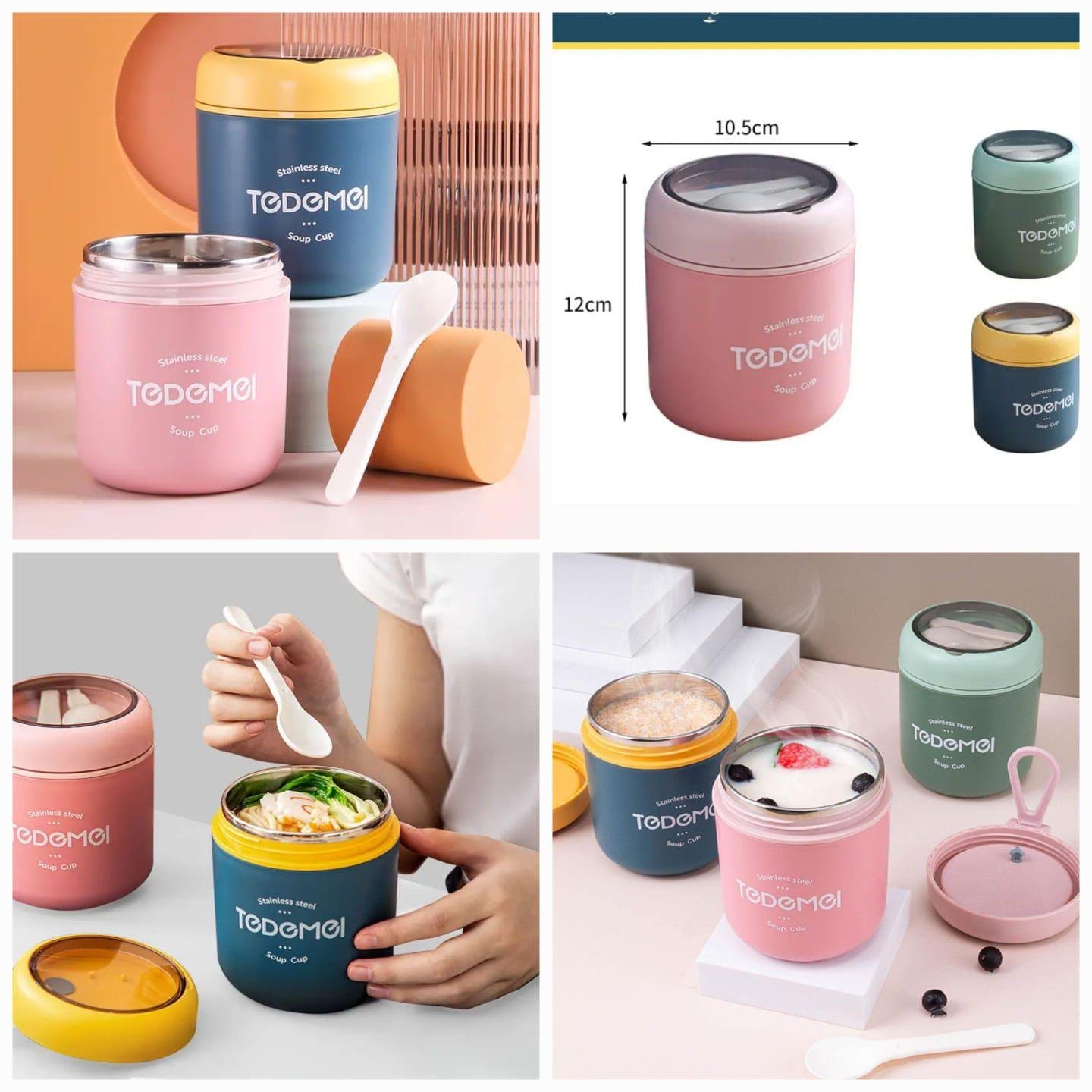 530ml Stainless Steel Lunch Box, Soup Cup, Insulated Water Cup with Spoon, Lunch Container Leakproof Food Flask, Hot Food Soup *