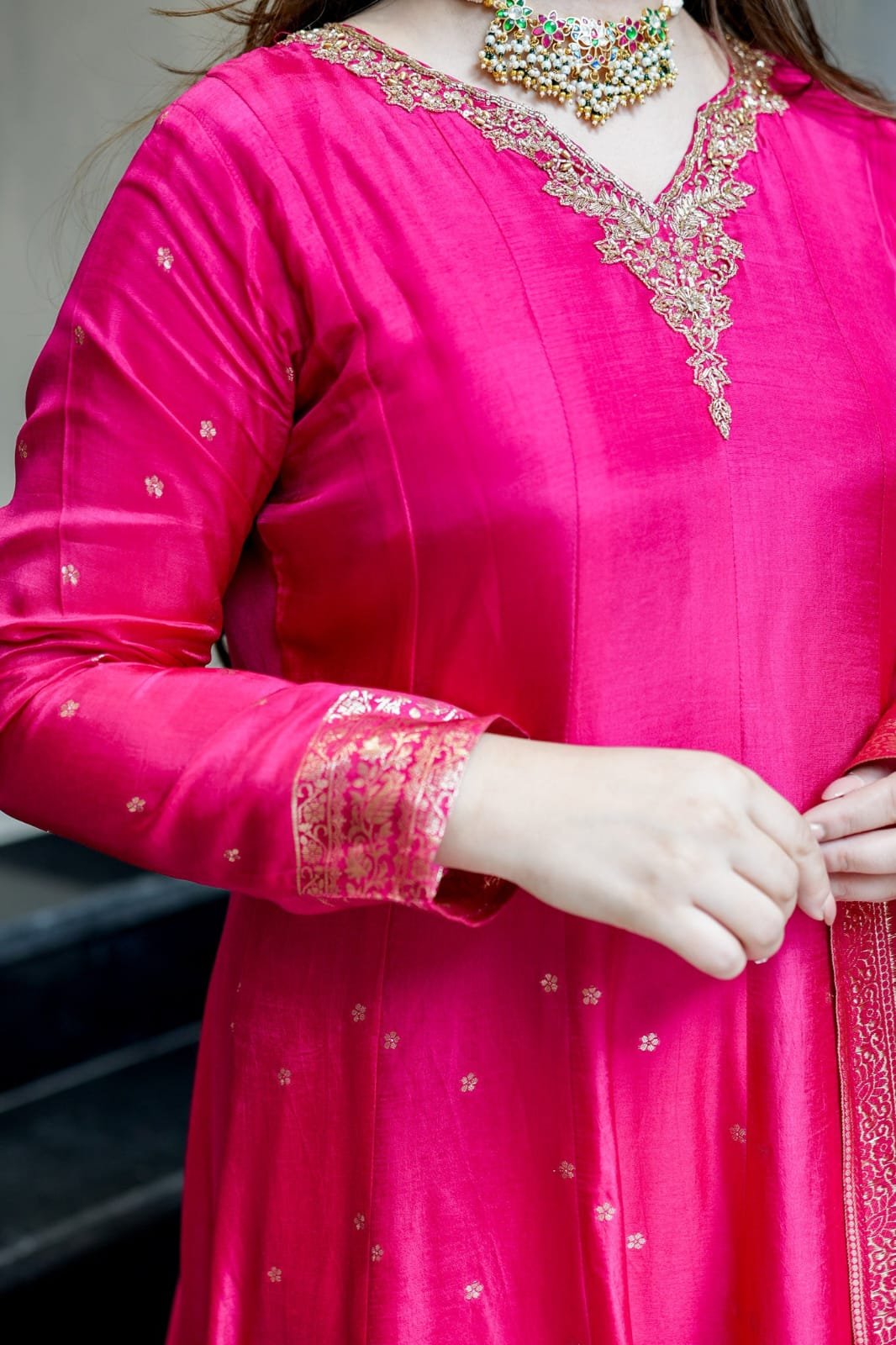 Anarkali style wedding outfit. Fabric silk banarasi. Pant maharaja silk.dupatta banarasi