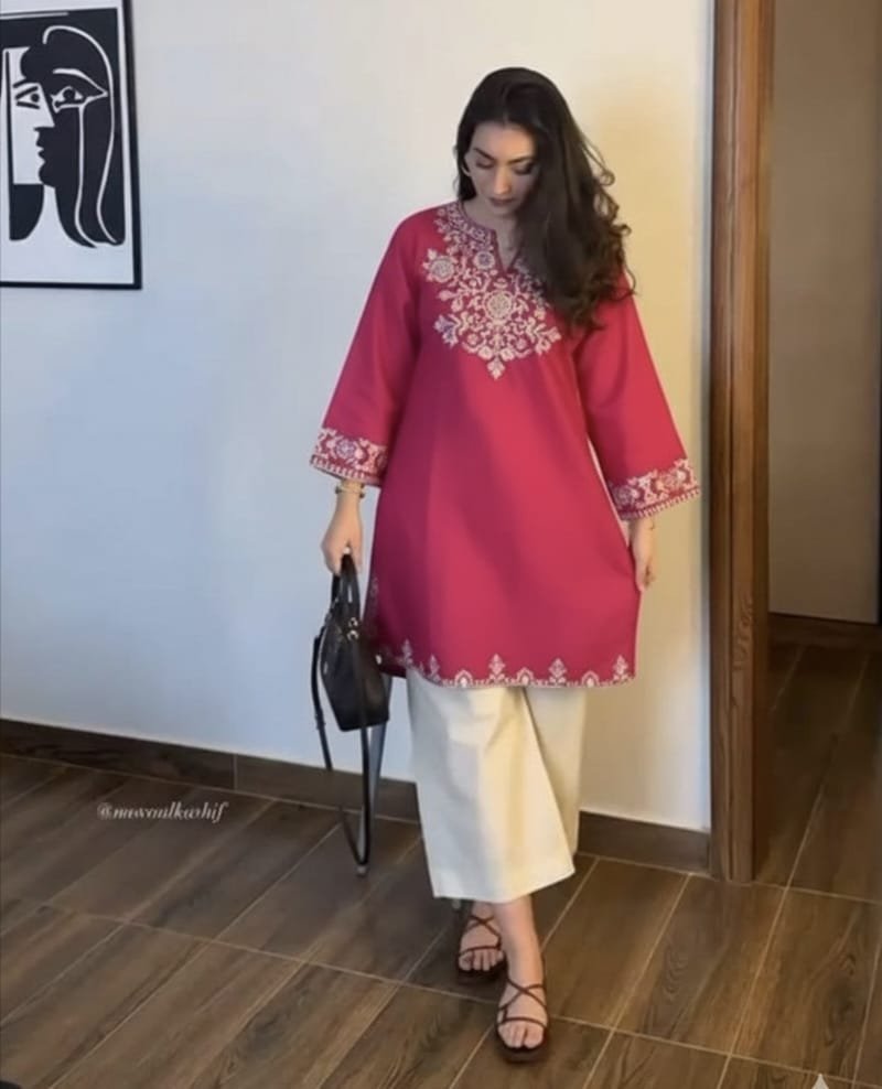 Cotton ambroided cord set kurti length 38 palazo length 40
