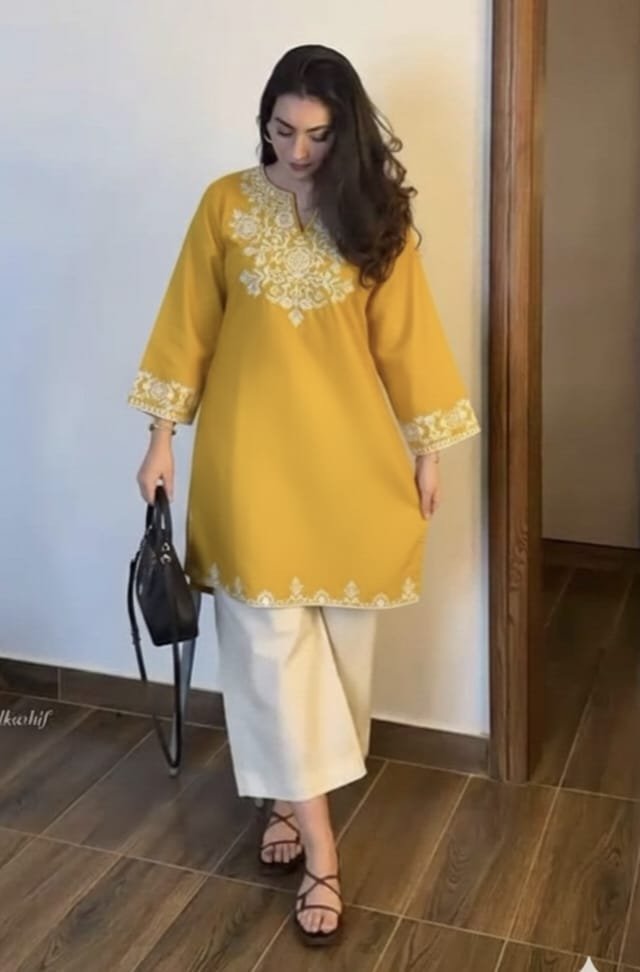 Cotton ambroided cord set kurti length 38 palazo length 40