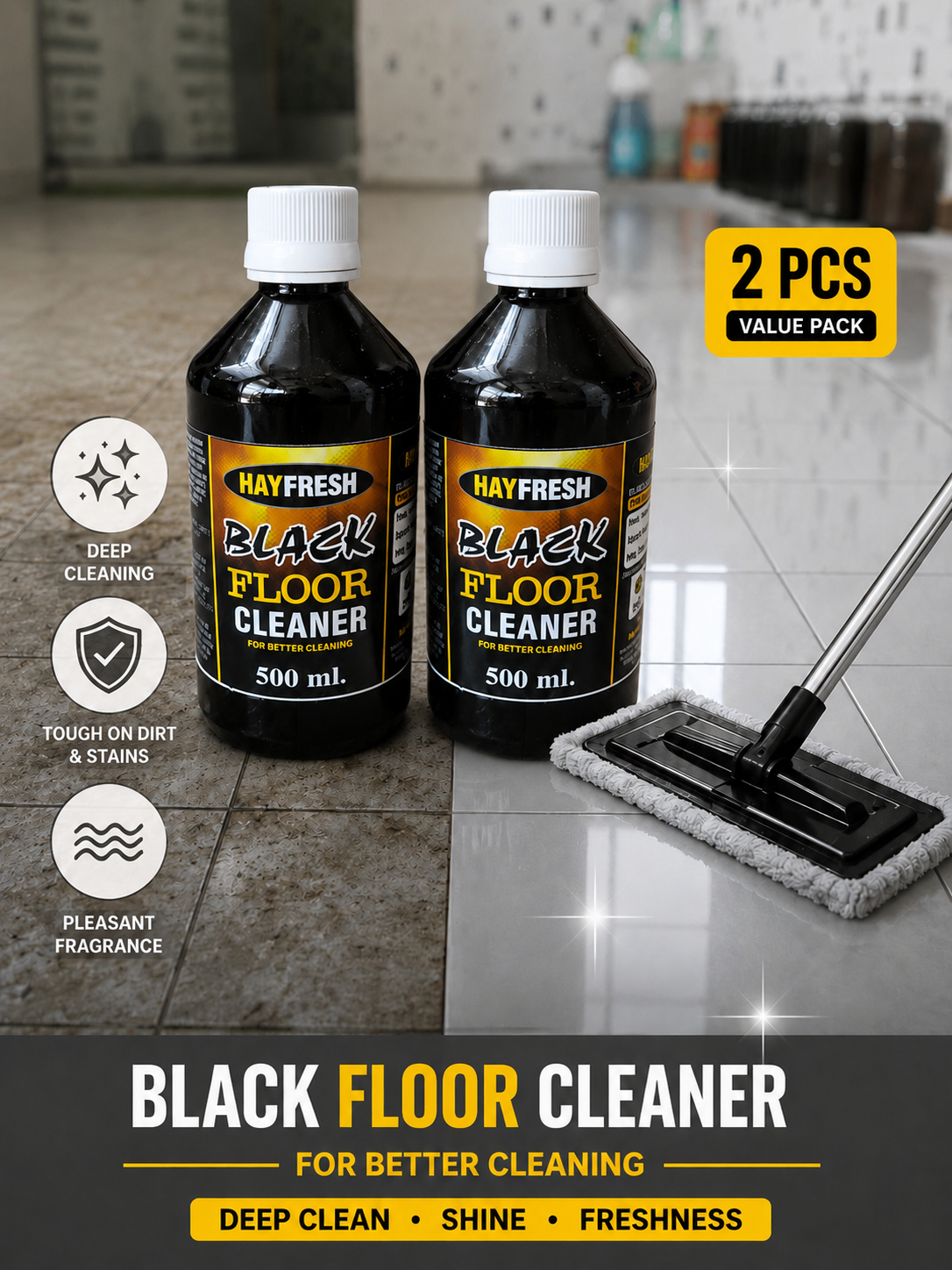 Black floor cleaner 2 pcs