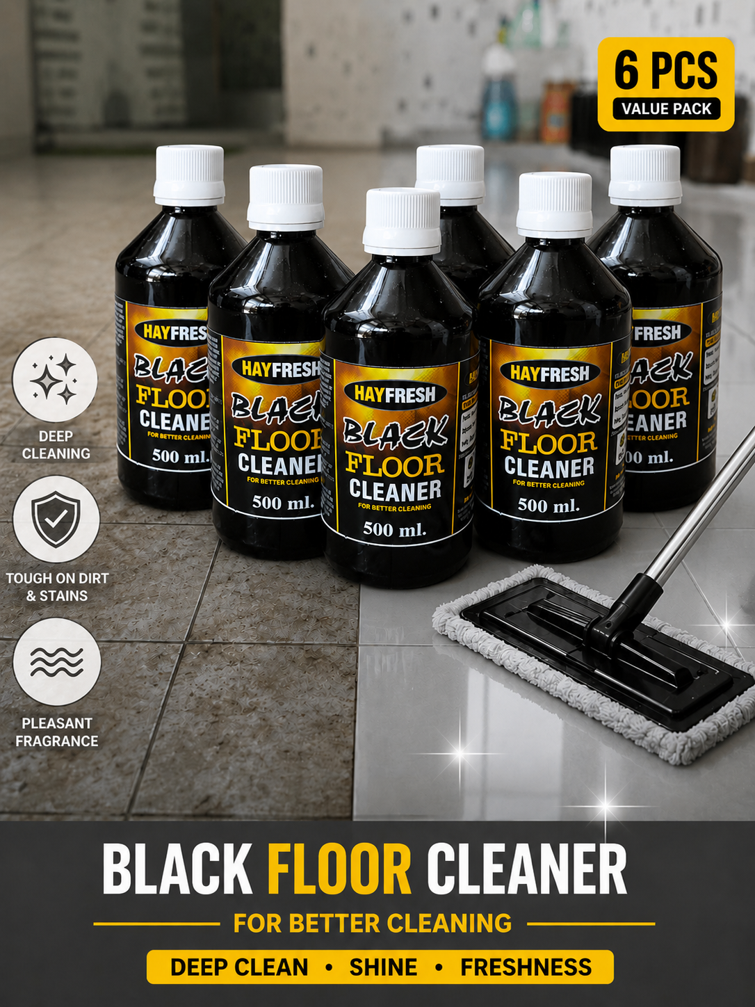 Black floor cleaner 6 pcs