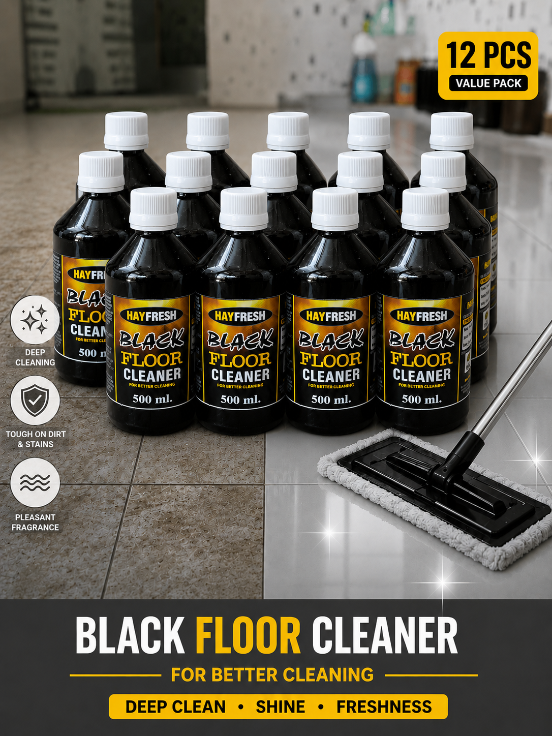 Black floor cleaner 12 pcs